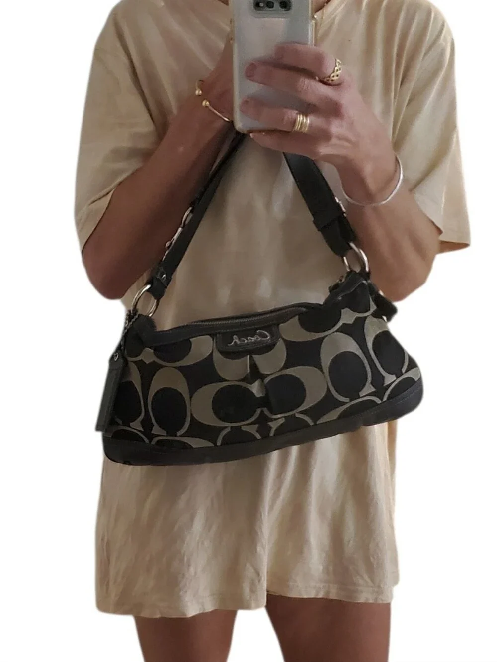 Coach Soho Vintage Monogram Leather & Canvas Shoulder Crossbody Bag